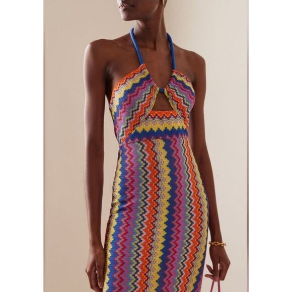 NWT Alexis Multicolor Sunrise Knit Vedette Sleeveless Maxi Dress Size M Resort - Picture 3 of 16